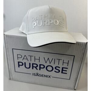 PATH WITH PURPOSE / ISAGENIX / 3D Logo White Adjustable Hat / Cap New With Box